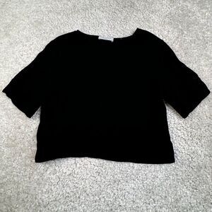 Sandro Paris Black Viscose Crop Top Cut Out Back